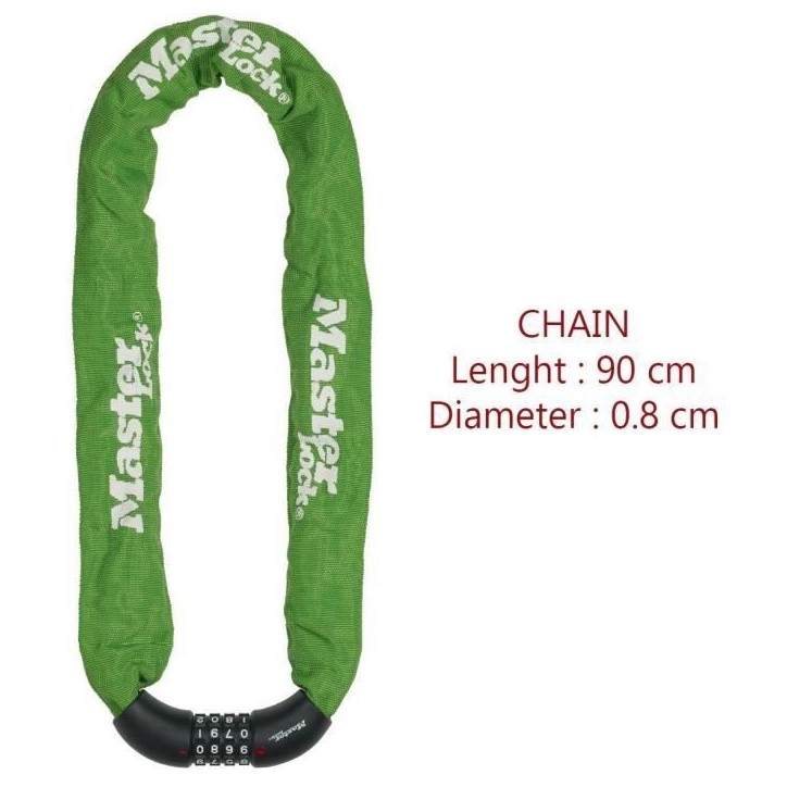 Antivol chaîne pour vélo - MASTER LOCK - Chaîne Antivol Vélo - 90 cm x 8 mm - Haute Sécurité Antivol chaîne pour vélo - MASTER LOCK - Chaîne Antivol Vélo - 90 cm x 8 mm - Haute Sécurité