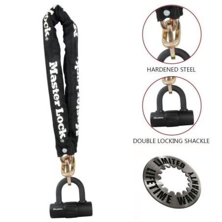 Master Lock Chaîne avec serrure Mini U Acier 90 cm x 10 mm 8234EURDPRO