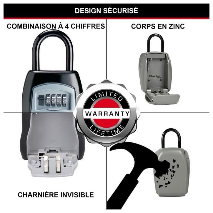MASTER LOCK Boite a clés sécurisée [Sécurité renforcée] [Avec anse] - 5414EURD - Select Access Partagez vos clés en toute