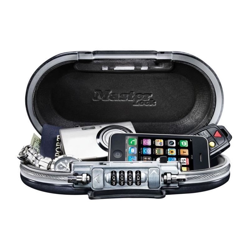 Mini Coffre-fort Portable - MASTER LOCK - 5900EURD - Avec Câble - Com Mini Coffre-fort Portable - MASTER LOCK - 5900EURD - Avec Câble - Com
