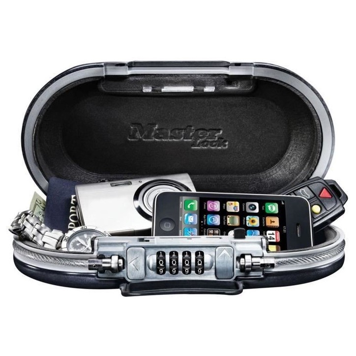 Mini Coffre-fort Portable - MASTER LOCK - 5900EURD - Avec Câble - Combinaison - Noir Mini Coffre-fort Portable - MASTER LOCK - 5900EURD - Avec Câble - Combinaison - Noir
