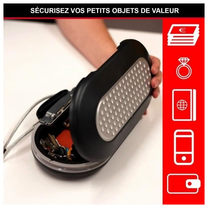 Mini Coffre-fort Portable - MASTER LOCK - 5900EURD - Avec Câble - Combinaison - Noir Mini Coffre-fort Portable - MASTER LOCK - 5900EURD - Avec Câble - Combinaison - Noir