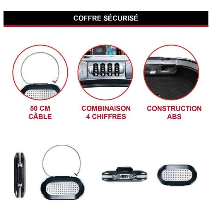 Mini Coffre-fort Portable - MASTER LOCK - 5900EURD - Avec Câble - Combinaison - Noir Mini Coffre-fort Portable - MASTER LOCK - 5900EURD - Avec Câble - Combinaison - Noir
