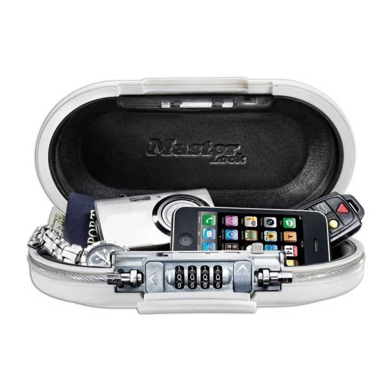 Mini Coffre-fort Portable - MASTER LOCK - 5900EURDWHT - Avec Câble - Mini Coffre-fort Portable - MASTER LOCK - 5900EURDWHT - Avec Câble -