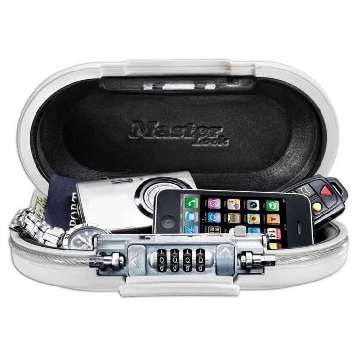 Mini Coffre-fort Portable - MASTER LOCK - 5900EURDWHT - Avec Câble - Combinaison - Blanc Mini Coffre-fort Portable - MASTER LOCK - 5900EURDWHT - Avec Câble - Combinaison - Blanc