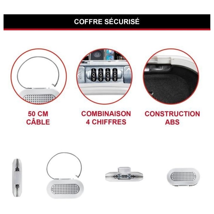 Mini Coffre-fort Portable - MASTER LOCK - 5900EURDWHT - Avec Câble - Combinaison - Blanc Mini Coffre-fort Portable - MASTER LOCK - 5900EURDWHT - Avec Câble - Combinaison - Blanc