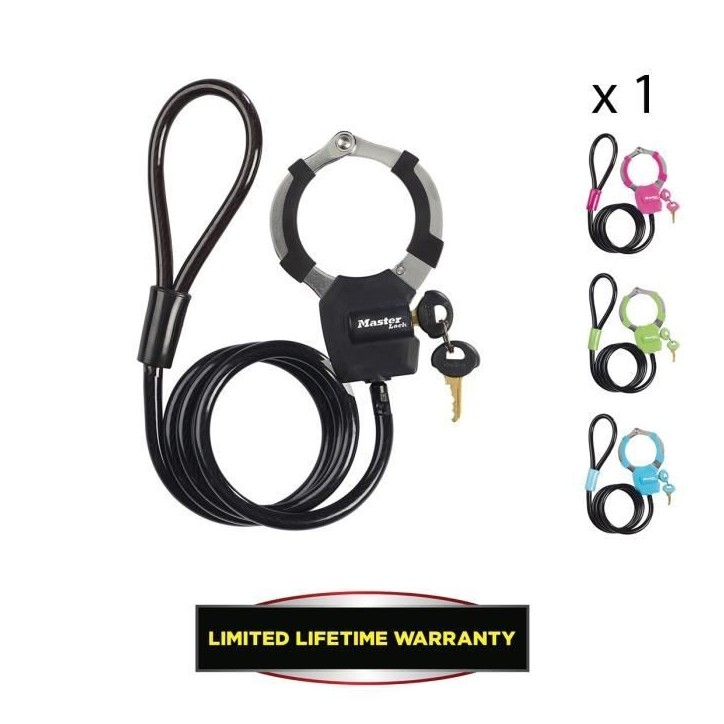 Antivol a Clé avec Menotte - Master Lock 8275EURDPRO - 1m - Idéal pour trottinettes - Noir Antivol a Clé avec Menotte - Master Lock 8275EURDPRO - 1m - Idéal pour trottinettes - Noir