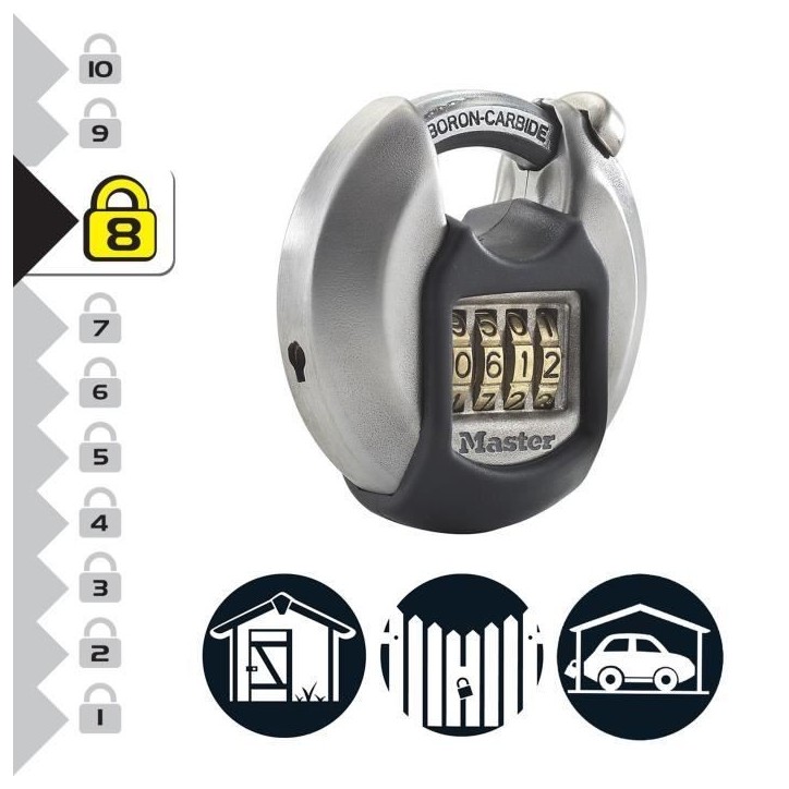 Cadenas Disque Excell en acier inoxydable 70mm - Master Lock M40EURDNUM Cadenas Disque Excell en acier inoxydable 70mm - Master Lock M40EURDNUM