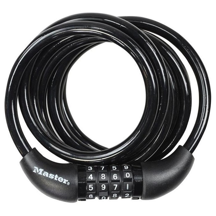 Antivol Vélo - MASTER LOCK - 8221EURDPRO - Câble torsadé 1,8m - Combinaison programmable Antivol Vélo - MASTER LOCK - 8221EURDPRO - Câble torsadé 1,8m - Combinaison programmable