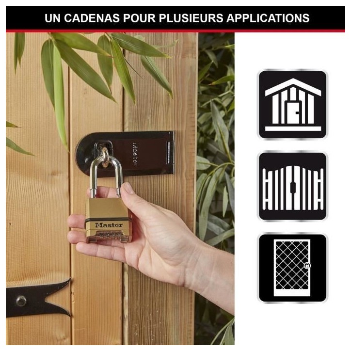 Cadenas Haute Sécurité - MASTER LOCK - M175EURDLF - Combinaison - Zinc - Anse L - Extérieur Cadenas Haute Sécurité - MASTER LOCK - M175EURDLF - Combinaison - Zinc - Anse L - Extérieur
