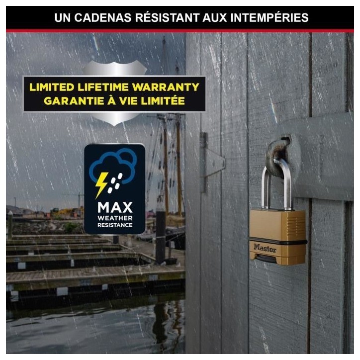 Cadenas Haute Sécurité - MASTER LOCK - M175EURDLF - Combinaison - Zinc - Anse L - Extérieur Cadenas Haute Sécurité - MASTER LOCK - M175EURDLF - Combinaison - Zinc - Anse L - Extérieur