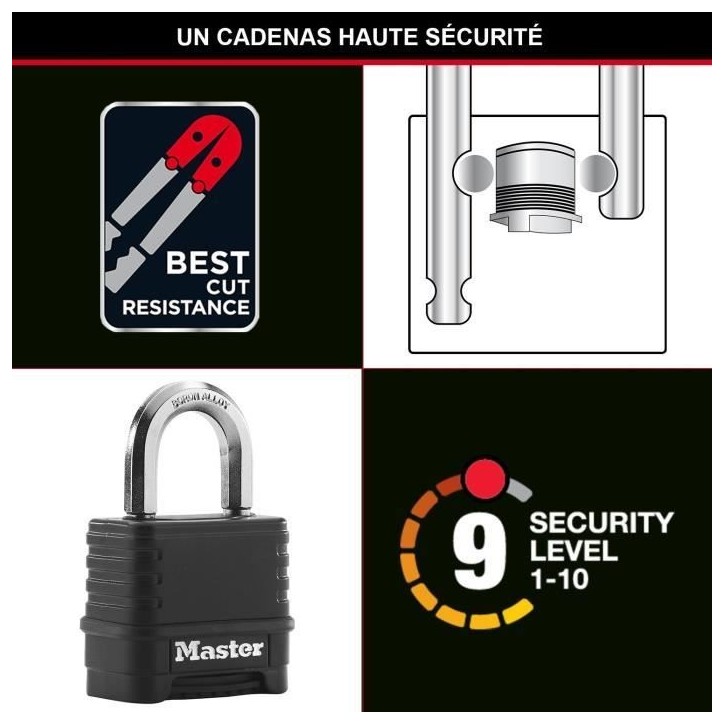 Master Lock Cadenas a combinaison Excell Zinc 57 mm Noir M178EURD Master Lock Cadenas a combinaison Excell Zinc 57 mm Noir M178EURD