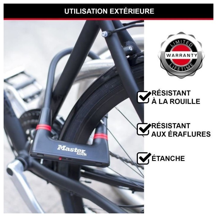 Antivol Vélo U - MASTER LOCK - 8279EURDPRO - Acier Cémenté, Clé, Certifié Antivol Vélo U - MASTER LOCK - 8279EURDPRO - Acier Cémenté, Clé, Certifié