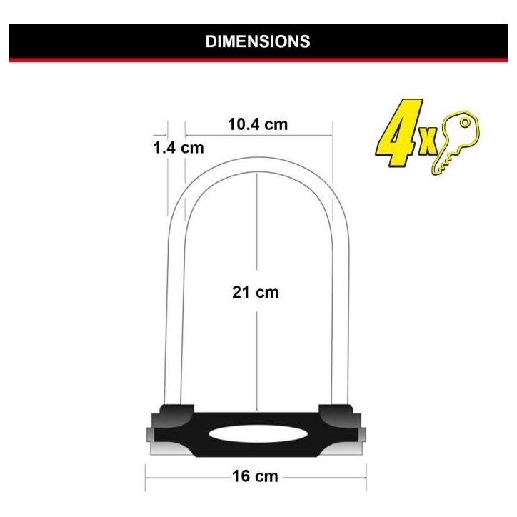 Antivol Vélo U - MASTER LOCK - 8279EURDPRO - Acier Cémenté, Clé, Certifié Antivol Vélo U - MASTER LOCK - 8279EURDPRO - Acier Cémenté, Clé, Certifié