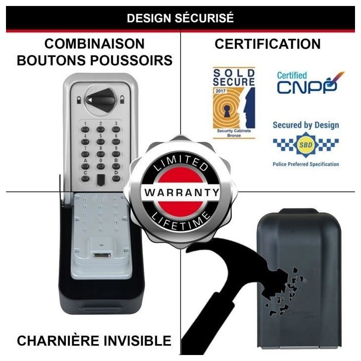 Boite a clés sécurisée certifiée - Format XL - MASTER LOCK Boite a clés sécurisée certifiée - Format XL - MASTER LOCK