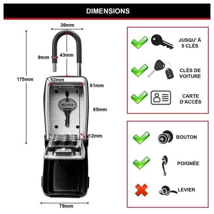 Armoire de sécurité Masterlock Boîte a clés 5420EURD Format M Armoire de sécurité Masterlock Boîte a clés 5420EURD Format M