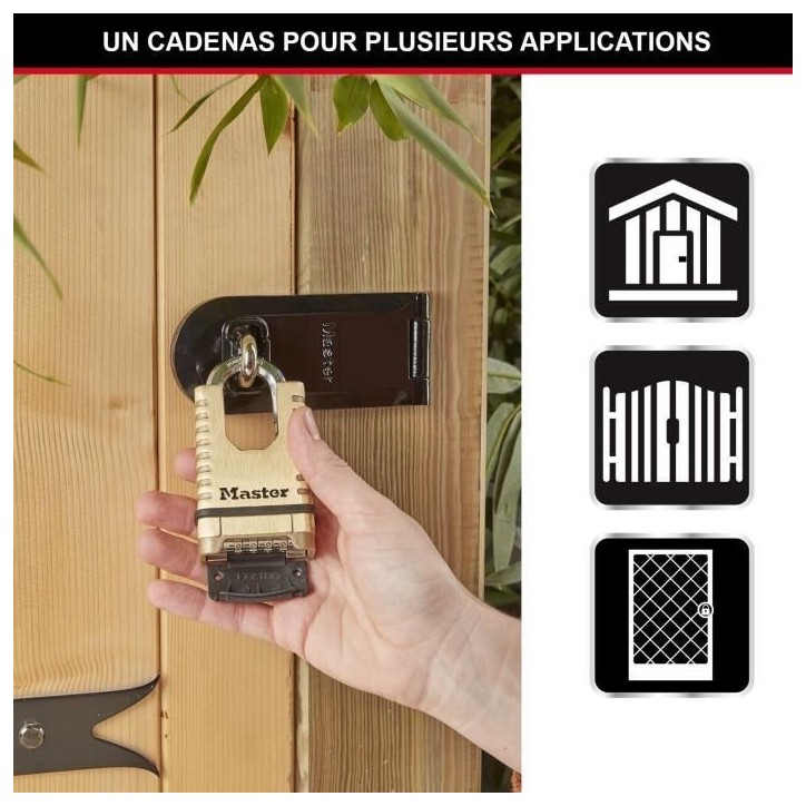 Cadenas en Laiton Massif Haute Sécurité - MASTER LOCK - M1177EURDCC - Anse Protégée - a Combinaison - Ultra Résistant et Cadenas en Laiton Massif Haute Sécurité - MASTER LOCK - M1177EURDCC - Anse Protégée - a Combinaison - Ultra Résistant et