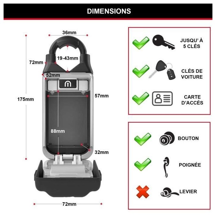 Boite a clés sécurisée - MASTER LOCK - Boutons Poussoirs - Avec Anse - Select Access Partagez vos clés en toute sécurité Boite a clés sécurisée - MASTER LOCK - Boutons Poussoirs - Avec Anse - Select Access Partagez vos clés en toute sécurité