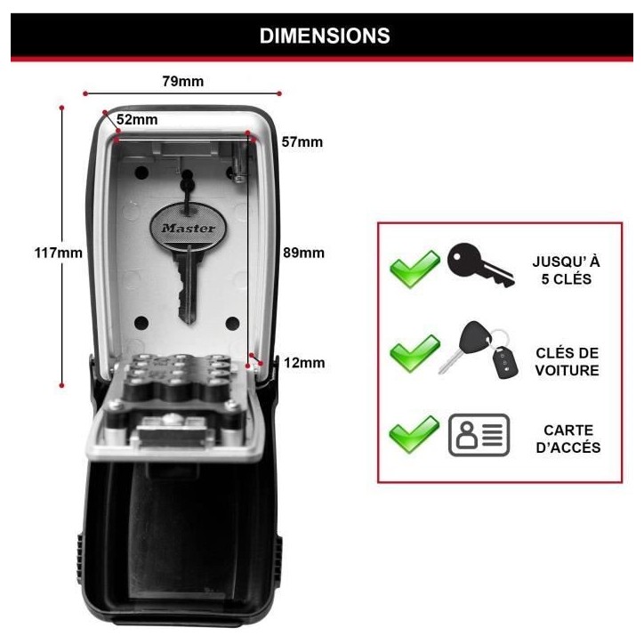 Armoire de sécurité Masterlock Boîte a clés 5423EURD Format L