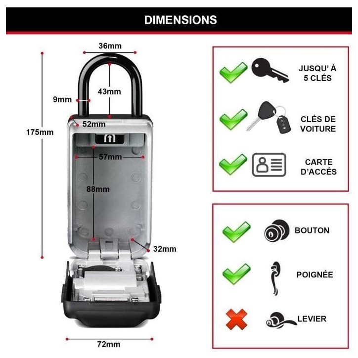 Armoire de sécurité Masterlock Boîte a clés 5424EURD Format M Armoire de sécurité Masterlock Boîte a clés 5424EURD Format M