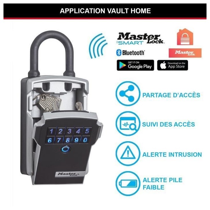 MASTER LOCK Boîte a Clé Connectée - Bluetooth ou Combinaison - A Anse