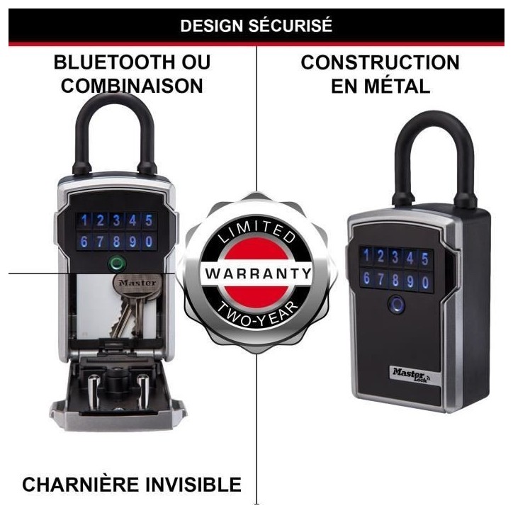 MASTER LOCK Boîte a Clé Connectée - Bluetooth ou Combinaison - A Anse