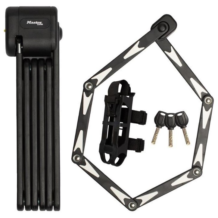 Antivol Vélo Pliable - MASTER LOCK - 8333EURDPRO - Acier Trempé, 3 Clés, Certifié, Support Inclus Antivol Vélo Pliable - MASTER LOCK - 8333EURDPRO - Acier Trempé, 3 Clés, Certifié, Support Inclus