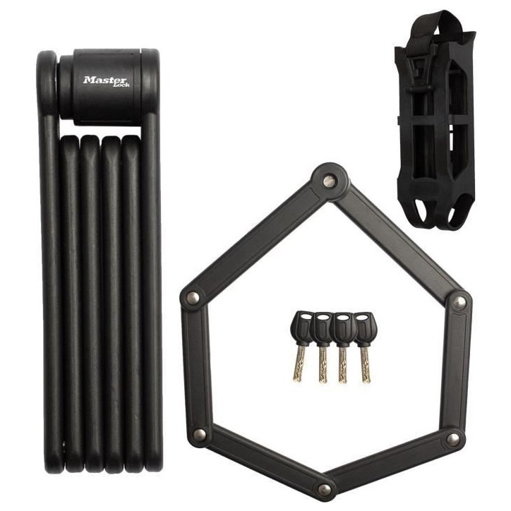 Antivol Vélo Pliable - MASTER LOCK - 8335EURDPRO - Acier Trempé, 4 Clés, Support Inclus Antivol Vélo Pliable - MASTER LOCK - 8335EURDPRO - Acier Trempé, 4 Clés, Support Inclus