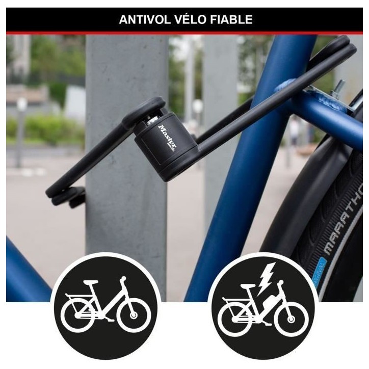 Antivol Vélo Pliable - MASTER LOCK - 8335EURDPRO - Acier Trempé, 4 Clés, Support Inclus Antivol Vélo Pliable - MASTER LOCK - 8335EURDPRO - Acier Trempé, 4 Clés, Support Inclus