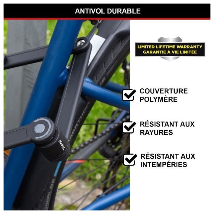 Antivol Vélo Pliable - MASTER LOCK - 8335EURDPRO - Acier Trempé, 4 Clés, Support Inclus Antivol Vélo Pliable - MASTER LOCK - 8335EURDPRO - Acier Trempé, 4 Clés, Support Inclus