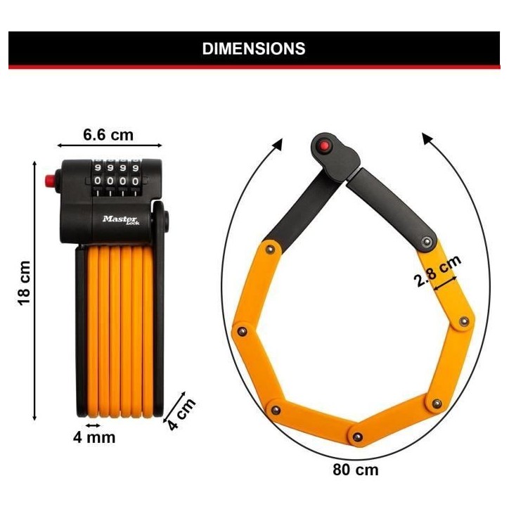 Antivol Vélo a Code - MASTER LOCK - 8336EURDPRO - Acier Trempé, Combinaison Programmable, Support Inclus Antivol Vélo a Code - MASTER LOCK - 8336EURDPRO - Acier Trempé, Combinaison Programmable, Support Inclus