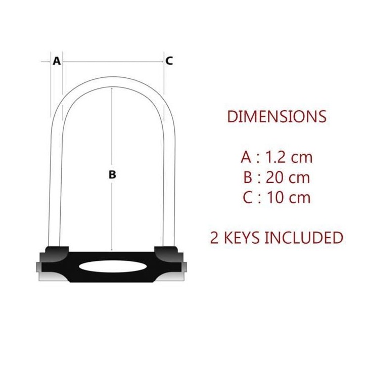 Antivol U Masterlock - H.180mm Ø12mm - Noir Antivol U Masterlock - H.180mm Ø12mm - Noir