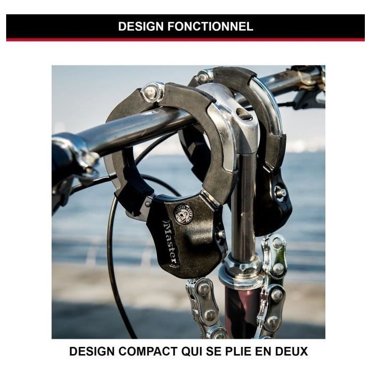 Antivol Masterlock Menottes Antivol Street Cuff en acier chromé Antivol Masterlock Menottes Antivol Street Cuff en acier chromé