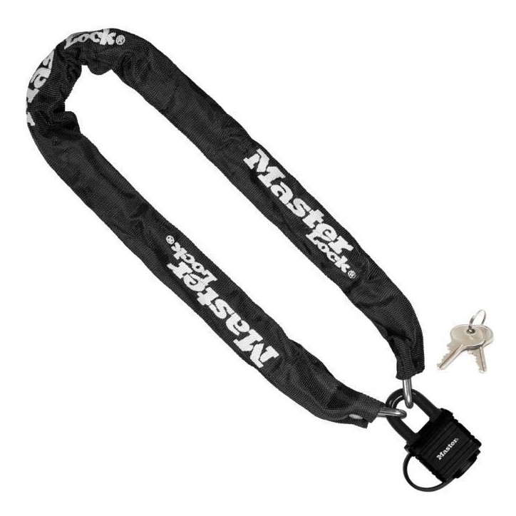 Chaîne antivol MASTER LOCK - 8390EURDPRO - 90cm x Ø 6mm - Cadenas 40mm - Gaine nylon - Noir Chaîne antivol MASTER LOCK - 8390EURDPRO - 90cm x Ø 6mm - Cadenas 40mm - Gaine nylon - Noir