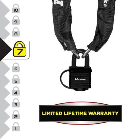 Chaîne antivol MASTER LOCK - 8390EURDPRO - 90cm x Ø 6mm - Cadenas 40mm - Gaine nylon - Noir