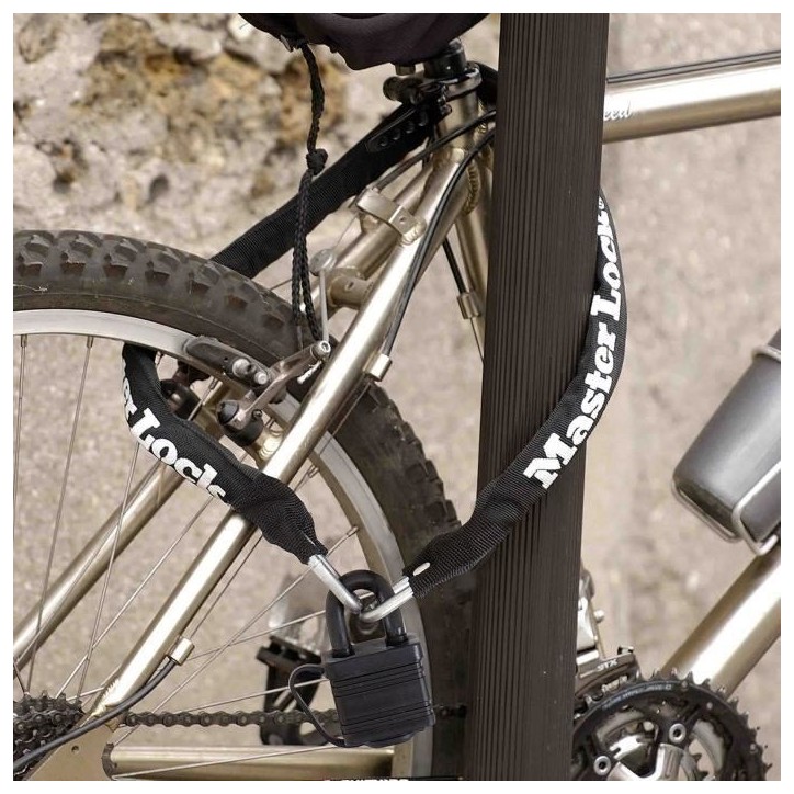Chaîne antivol MASTER LOCK - 8390EURDPRO - 90cm x Ø 6mm - Cadenas 40mm - Gaine nylon - Noir Chaîne antivol MASTER LOCK - 8390EURDPRO - 90cm x Ø 6mm - Cadenas 40mm - Gaine nylon - Noir