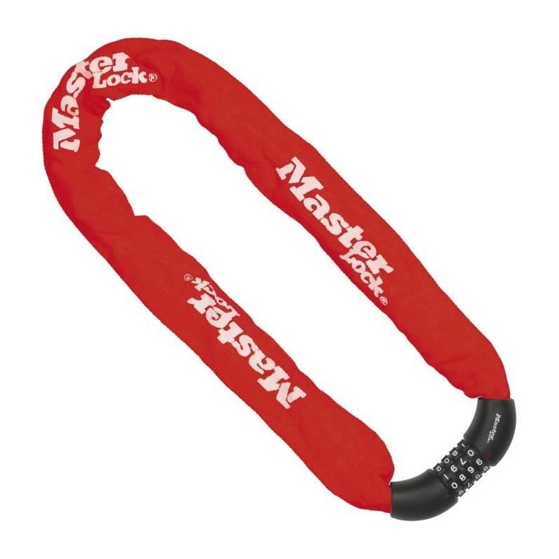 MASTER LOCK Chaîne Antivol Vélo [Combinaison] [90 cm Chaîne] [Rouge