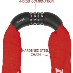 MASTER LOCK Chaîne Antivol Vélo [Combinaison] [90 cm Chaîne] [Rouge