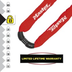 MASTER LOCK Chaîne Antivol Vélo [Combinaison] [90 cm Chaîne] [Rouge