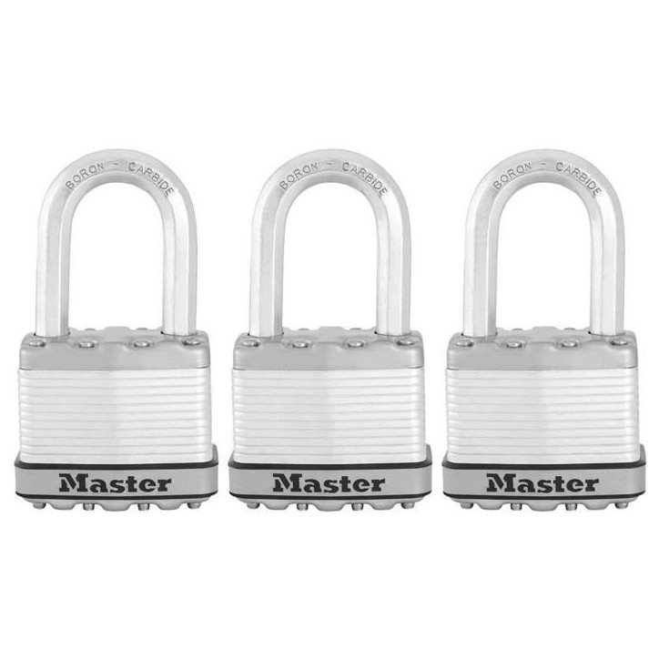Cadenas Haute Sécurité - MASTER LOCK - M115EURTRILF - A Clé - Acier Laminé Recouvert - Extérieur - Anti-rouille - Anse M - Cadenas Haute Sécurité - MASTER LOCK - M115EURTRILF - A Clé - Acier Laminé Recouvert - Extérieur - Anti-rouille - Anse M -