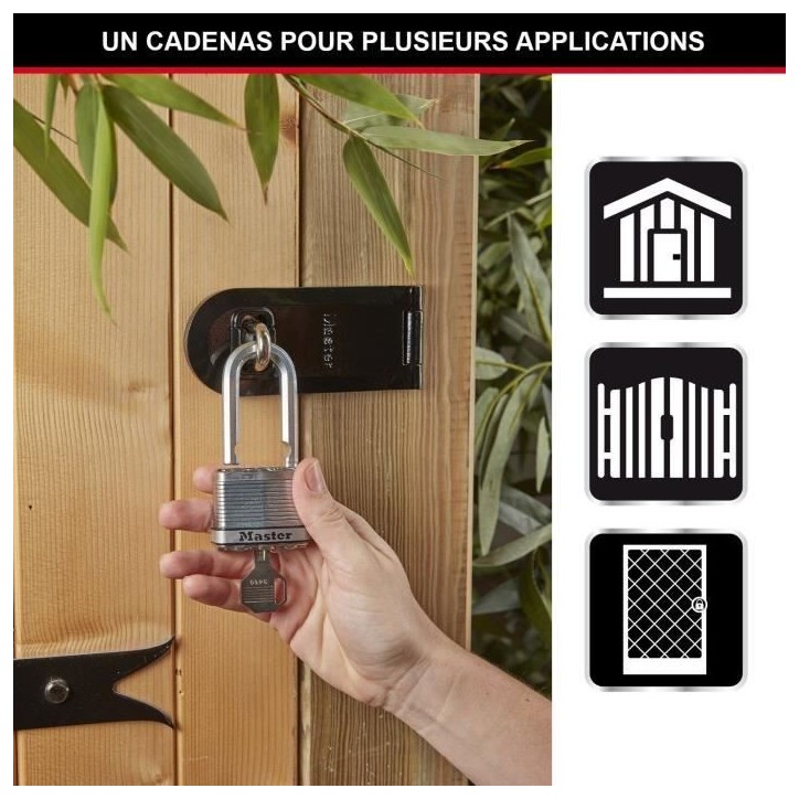 Cadenas Haute Sécurité - MASTER LOCK - M115EURTRILF - A Clé - Acier Laminé Recouvert - Extérieur - Anti-rouille - Anse M - Cadenas Haute Sécurité - MASTER LOCK - M115EURTRILF - A Clé - Acier Laminé Recouvert - Extérieur - Anti-rouille - Anse M -
