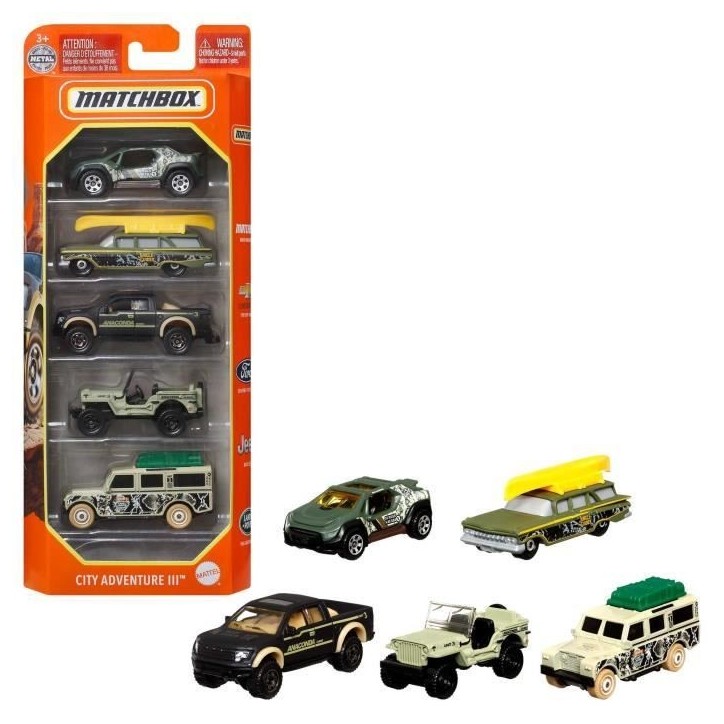Matchbox - Pack de 5 Véhicules (modele aléatoire) - Petites Voitures - 3 ans et + C1817 Matchbox - Pack de 5 Véhicules (modele aléatoire) - Petites Voitures - 3 ans et + C1817