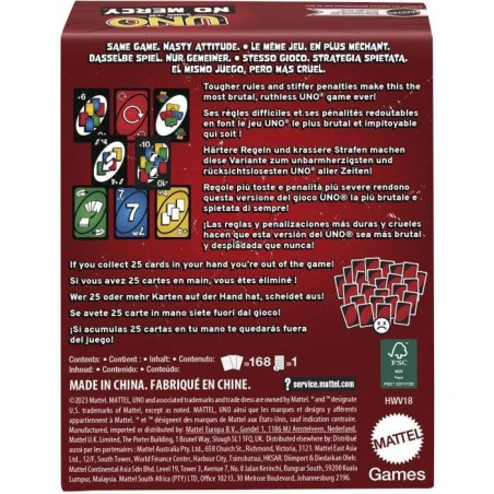 Mattel Games - UNO No Mercy - Jeu de cartes pour toute la famille
