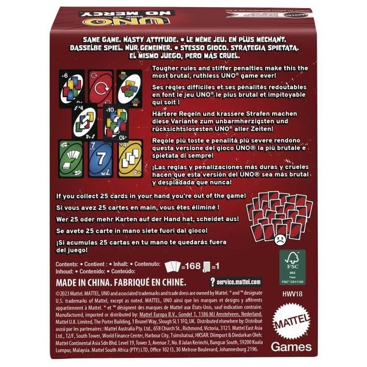 Mattel Games - UNO No Mercy - Jeu de cartes pour toute la famille Mattel Games - UNO No Mercy - Jeu de cartes pour toute la famille