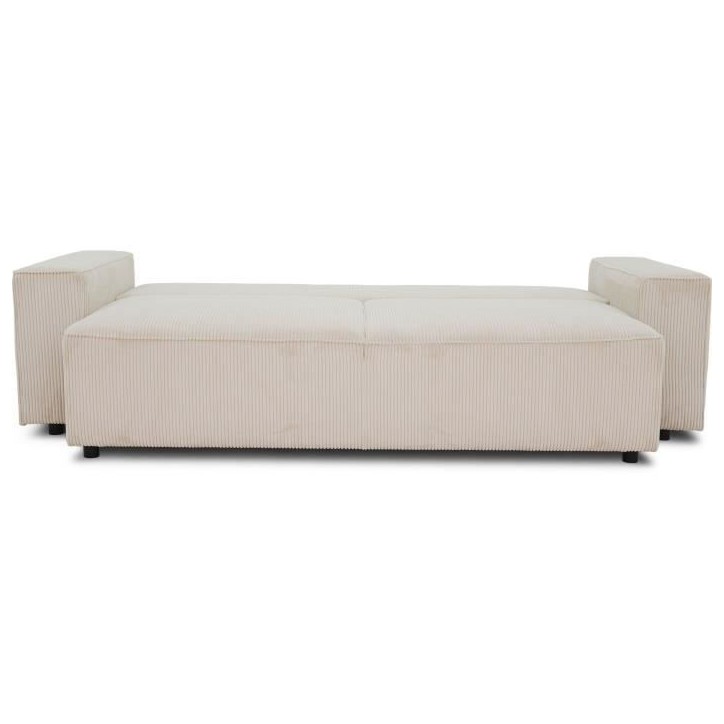 Canapé droit convertible 3 places JOSH - velours côtelé beige - Coffre de rangement - L239xP86xH85cm Canapé droit convertible 3 places JOSH - velours côtelé beige - Coffre de rangement - L239xP86xH85cm