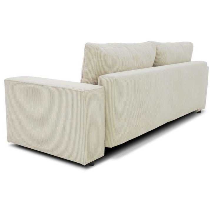 Canapé droit convertible 3 places JOSH - velours côtelé beige - Coffre de rangement - L239xP86xH85cm Canapé droit convertible 3 places JOSH - velours côtelé beige - Coffre de rangement - L239xP86xH85cm