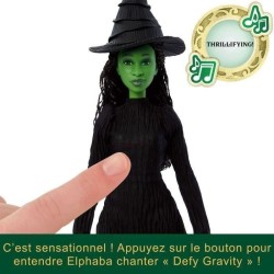 Mattel-Wicked-Poupée Elphaba chantante avec habillages et accessoires