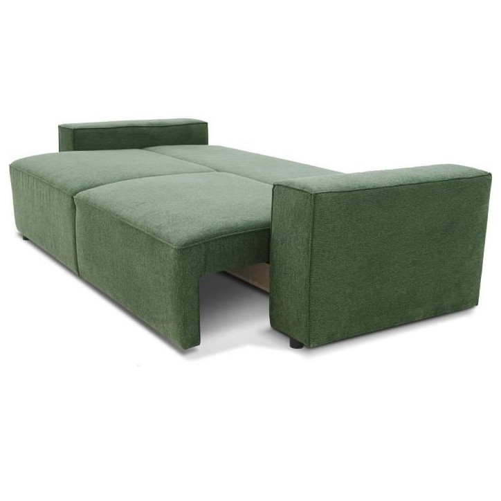 Canapé convertible 3 places JOSH - Tissu Loft Olive - Coffre de rangement - L 239 x P 117 x H 65 cm