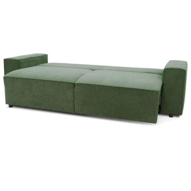 Canapé convertible 3 places JOSH - Tissu Loft Olive - Coffre de rangement - L 239 x P 117 x H 65 cm