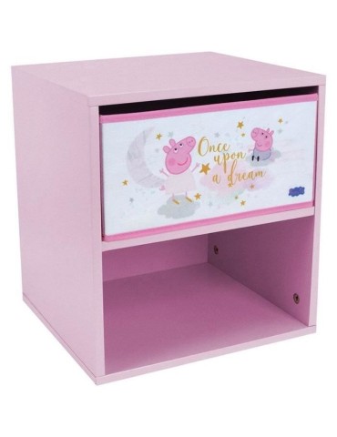 Chevet PEPPA PIG - Fun House - Avec tiroir - Enfant - Rose - H.36 x L.33 x P.30 cm